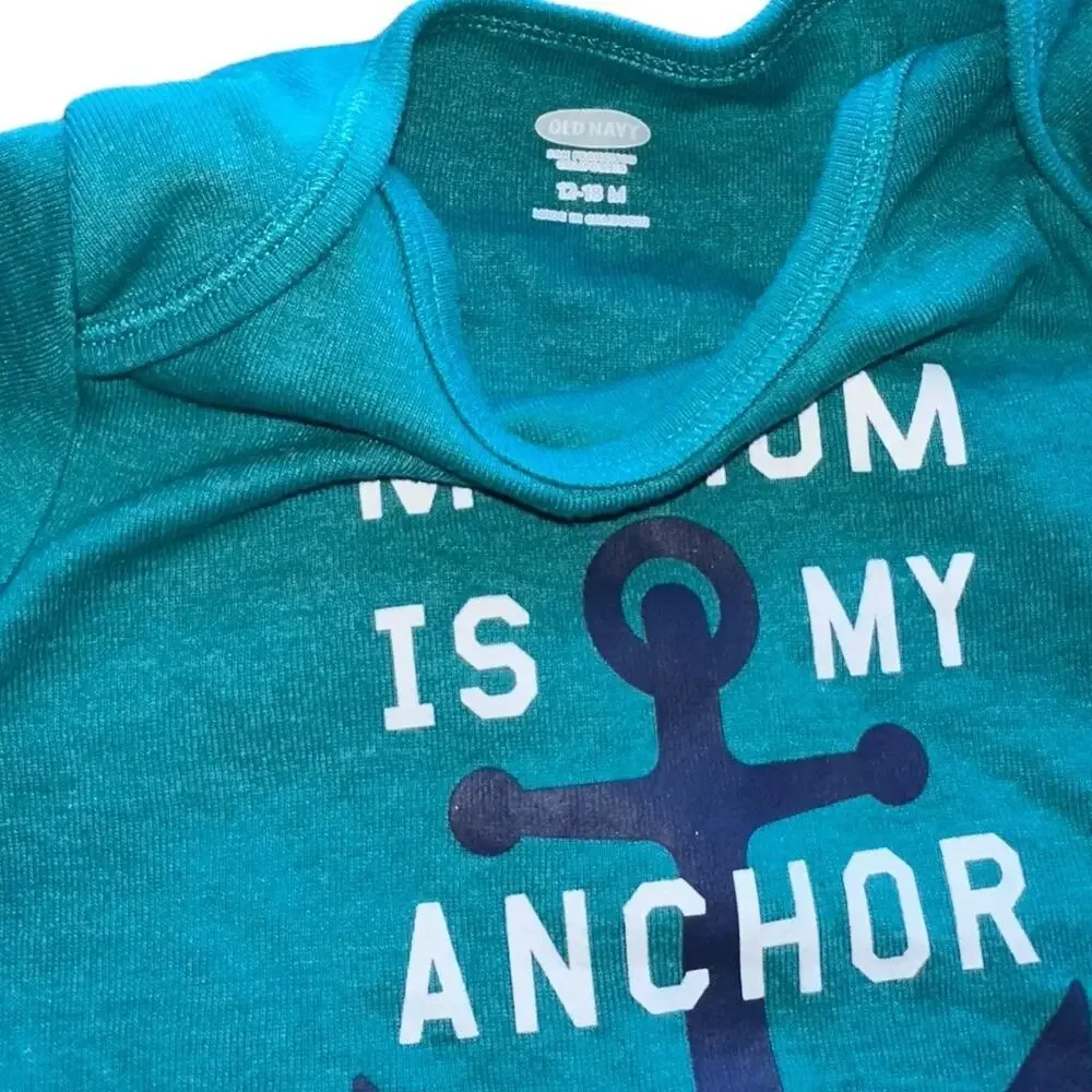 Boys 12-18 months old navy & primark short sleeve  tops my mom in my anchor​
